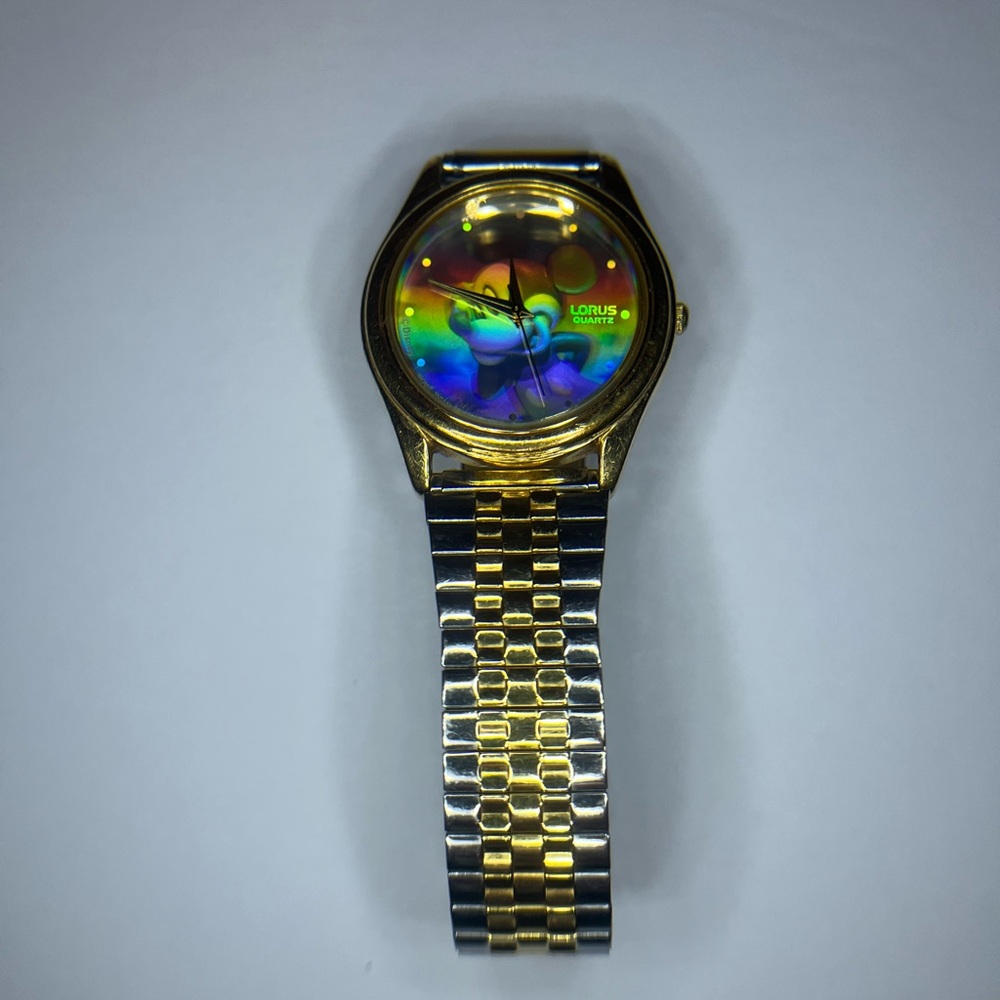 Lorus Quartz Gold and Silver with Holographic Dial